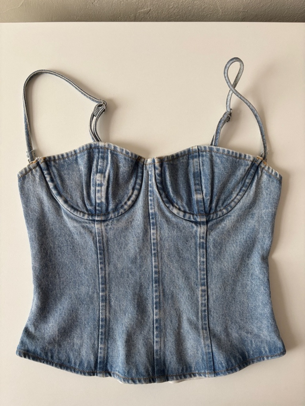 Light Blue Denim Corset Top